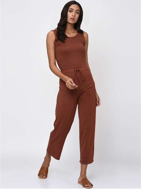 

Rigo Women Brown Solid Basic Jumpsuit