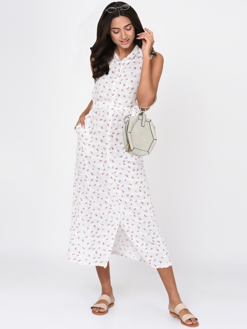 

Rigo Women White Self Design Shirt Dress