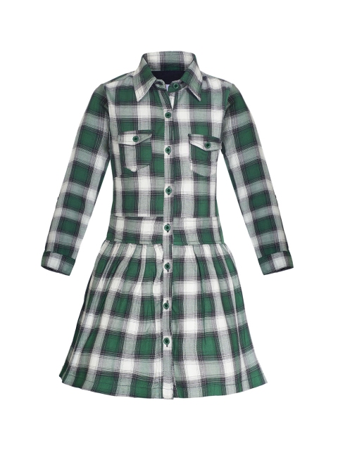 

naughty ninos Girls Green Checked Fit and Flare Dress