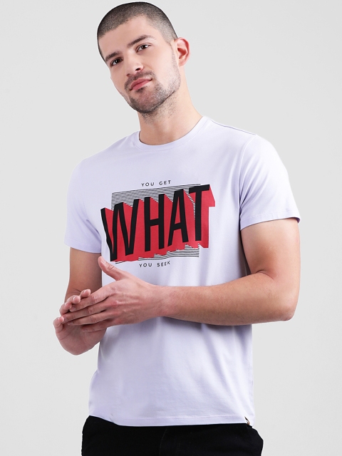 

Leo Sansini Men White Printed Round Neck T-shirt