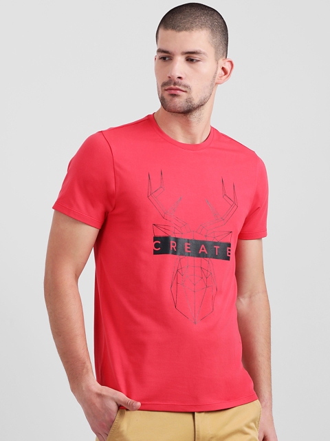 

Leo Sansini Men Pink Printed Round Neck T-shirt