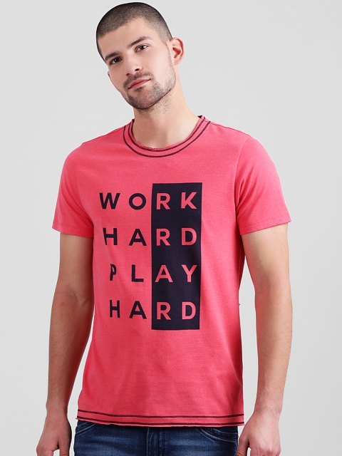 

Leo Sansini Men Pink Printed Round Neck T-shirt