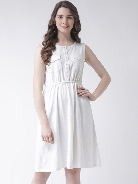 

The Vanca Women White Solid T-shirt Dress