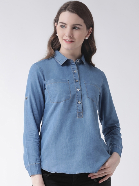 

The Vanca Women Blue Regular Fit Solid Casual Shirt