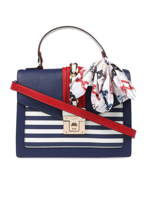 

ALDO Women Navy Blue Striped Satchel