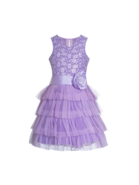 

naughty ninos Girls Purple Embroidered Fit and Flare Dress