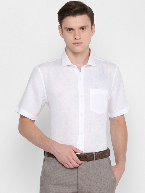 

SIMON CARTER LONDON Men White Regular Fit Self Design Linen Casual Shirt