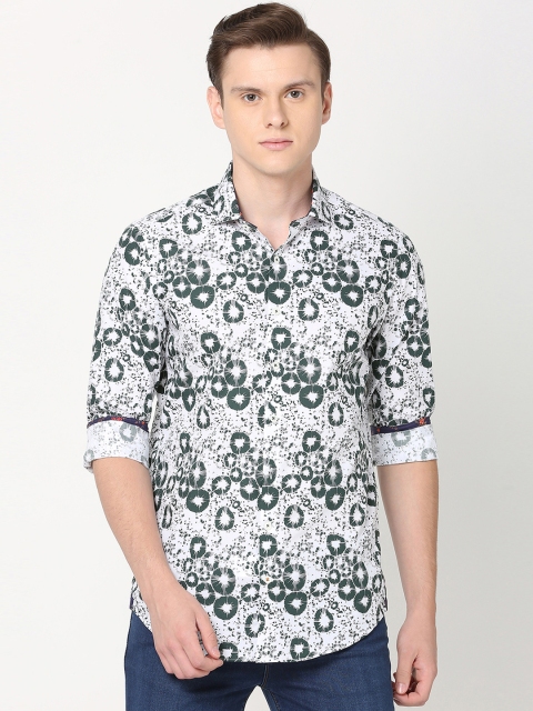 

SIMON CARTER LONDON Men White Slim Fit Printed Casual Shirt