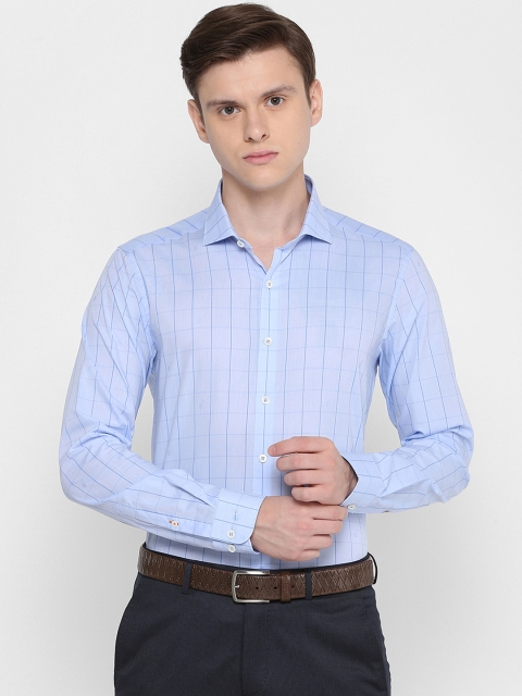 

SIMON CARTER LONDON Men Blue Slim Fit Checked Casual Shirt