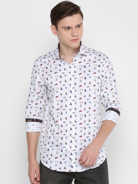 

SIMON CARTER LONDON Men White Slim Fit Printed Casual Shirt