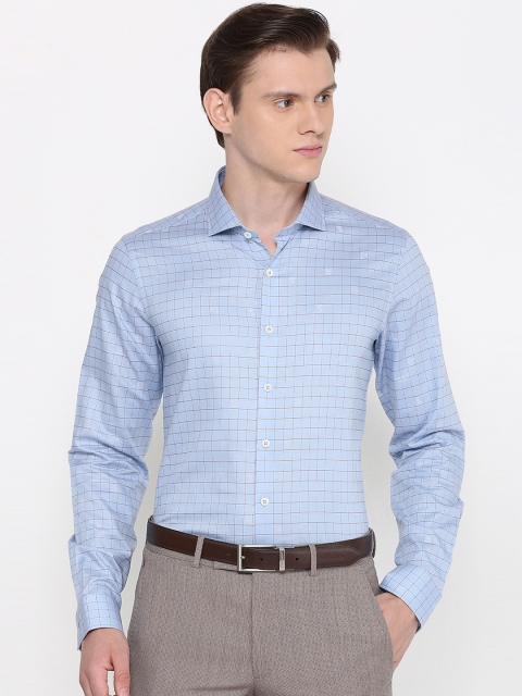 

SIMON CARTER LONDON Men Blue Slim Fit Checked Formal Shirt