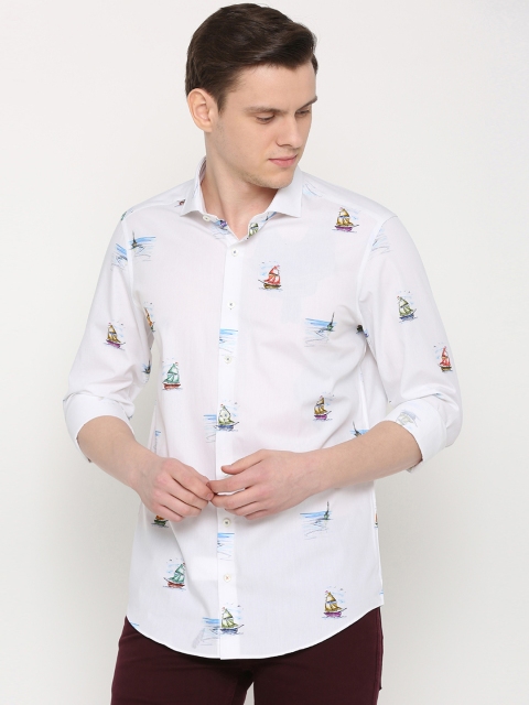 

SIMON CARTER LONDON Men White Slim Fit Printed Casual Shirt