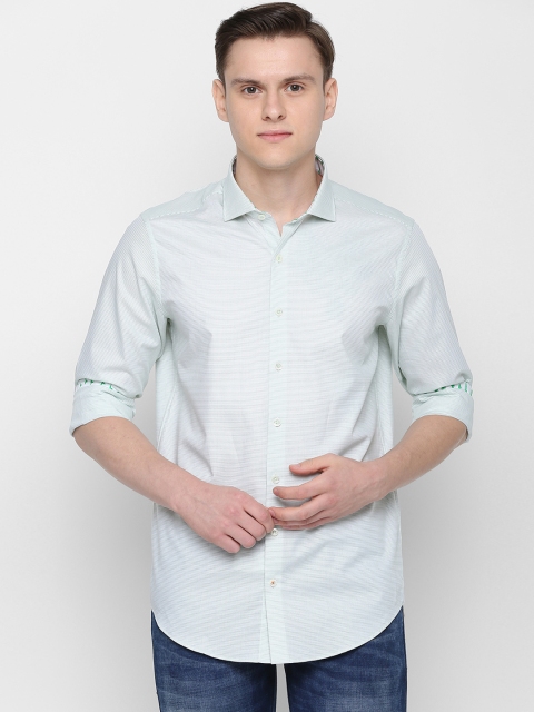 

SIMON CARTER LONDON Men White Slim Fit Striped Casual Shirt