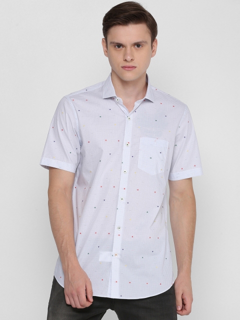 

SIMON CARTER LONDON Men White & Blue Regular Fit Checked Casual Shirt