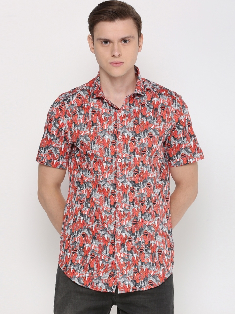 

SIMON CARTER LONDON Men Red Slim Fit Printed Casual Shirt