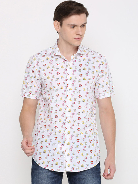 

SIMON CARTER LONDON Men White Slim Fit Printed Casual Shirt