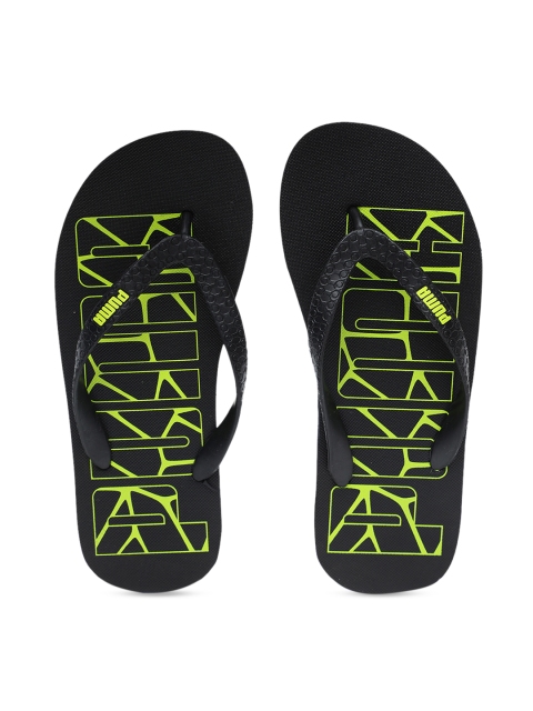 

Puma Unisex Black & Lime Green Printed Thong Flip-Flops