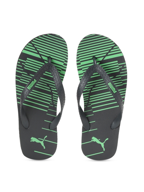 

Puma Unisex Grey & Green Striped Thong Flip-Flops