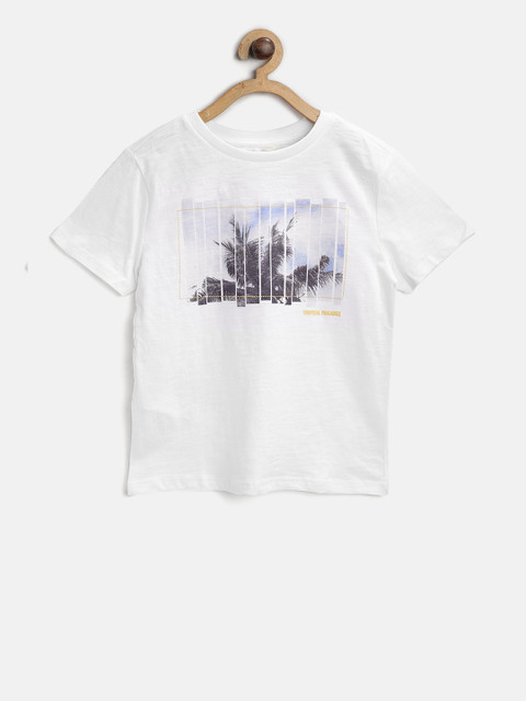 

Mango Kids Boys White Printed Round Neck T-shirt