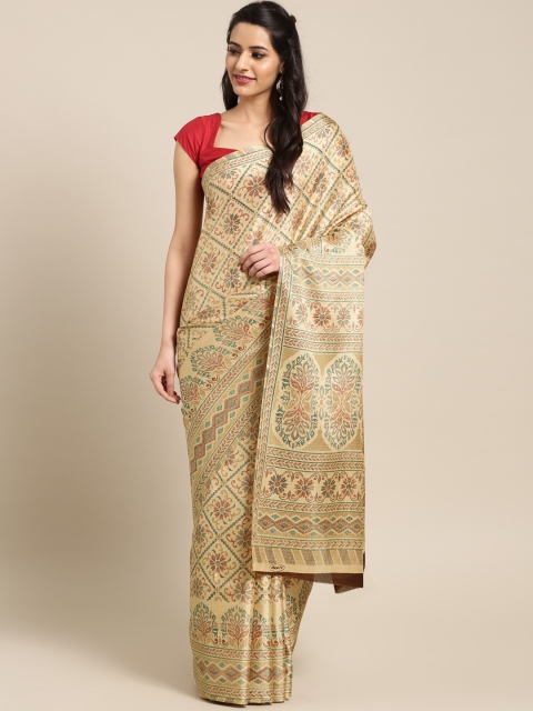 

Saree mall Beige Art Silk Printed Saree