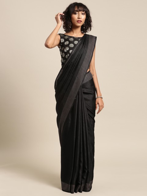 

Saree mall Black Solid Art Silk Saree