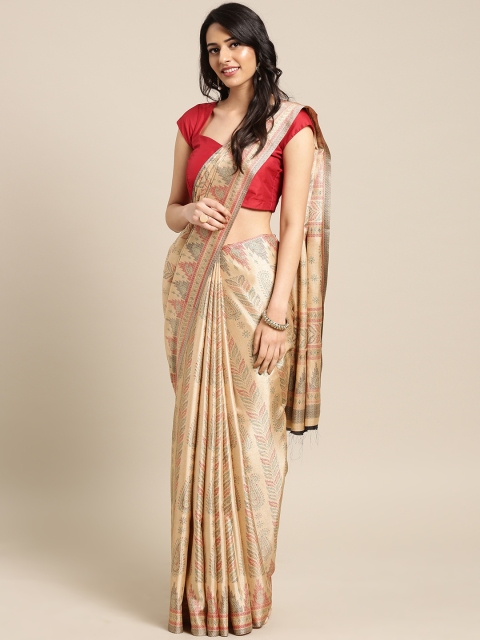 

Saree mall Beige & Green Art Silk Printed Saree
