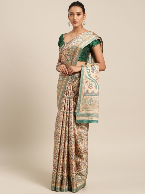 

Saree mall Beige & Green Art Silk Printed Saree