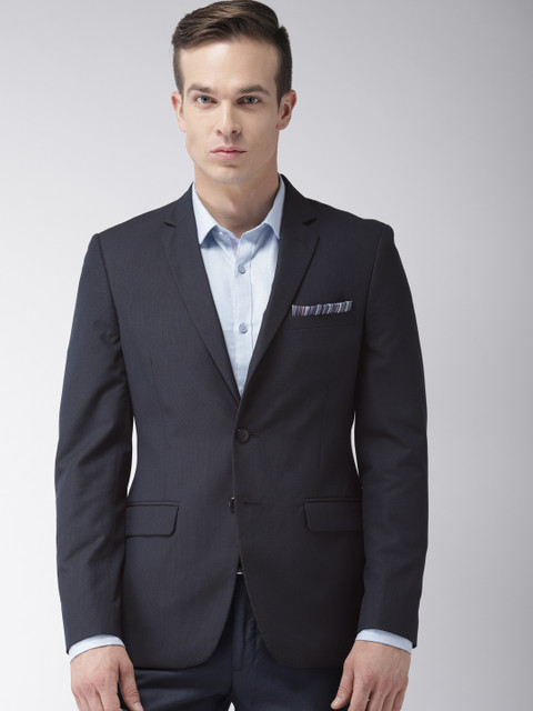 

Raymond Men Blue Striped Slim Fit Single-Breasted Formal Blazer