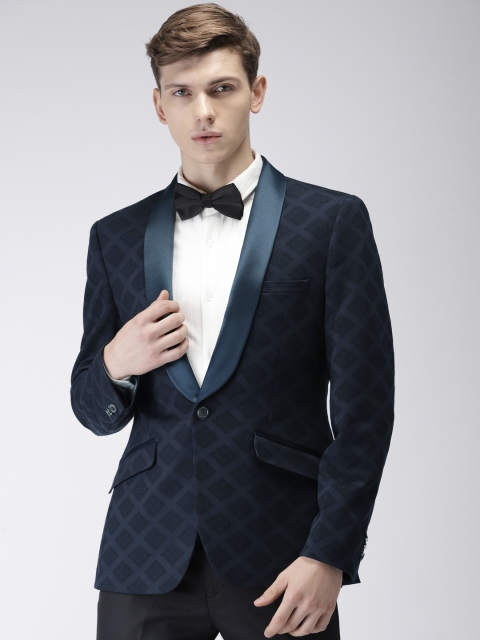 

Raymond Men Navy Blue Slim Fit Self Design Tuxedo