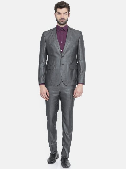 

Parx Men Grey Self Design Urban Fit Single-Breasted Formal Suit