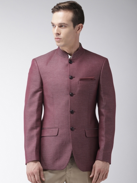 

Raymond Men Maroon Self Design Contemporary Fit Single-Breasted Ethnic Bandhgala Blazer