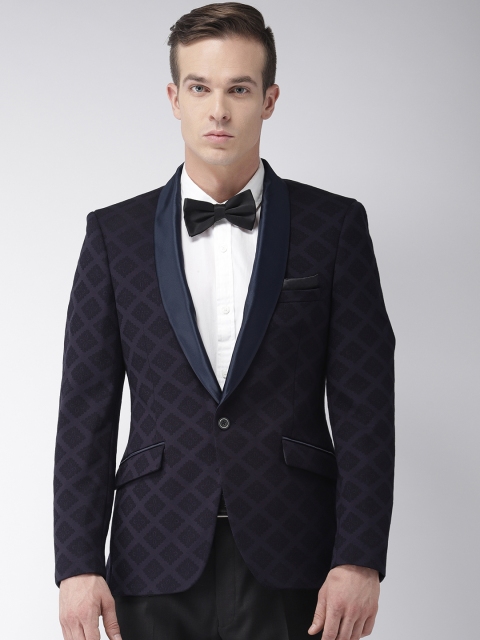 

Raymond Men Navy Blue Contemporary Fit Self-Design Single-Breasted Formal Blazer