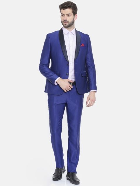 

Parx Men Blue Solid Urban Fit Tuxedo Formal Suit