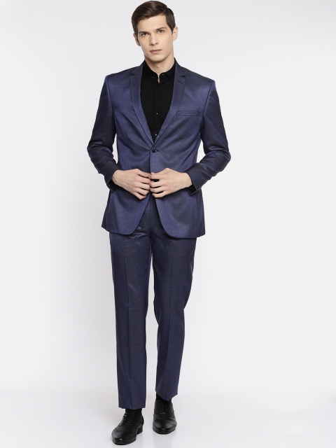 

Park Avenue Men Navy Blue Self Design Single-Breasted Slim Fit Formal Suit