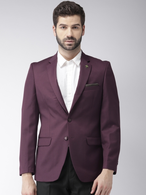 

Raymond Men Burgundy Solid Contemporary Fit Single-Breasted Formal Blazer