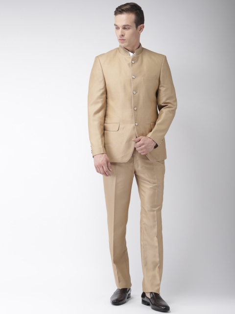 

Raymond Men Beige Self-Design Contemporary Fit Single-Breasted Bandhgala Suit