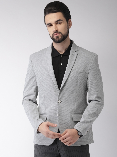 

Park Avenue Men Grey Slim Fit Single-Breasted Blazer