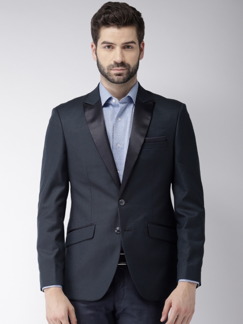 

Raymond Men Navy Blue Self Design Contemporary Fit Single-Breasted Formal Blazer