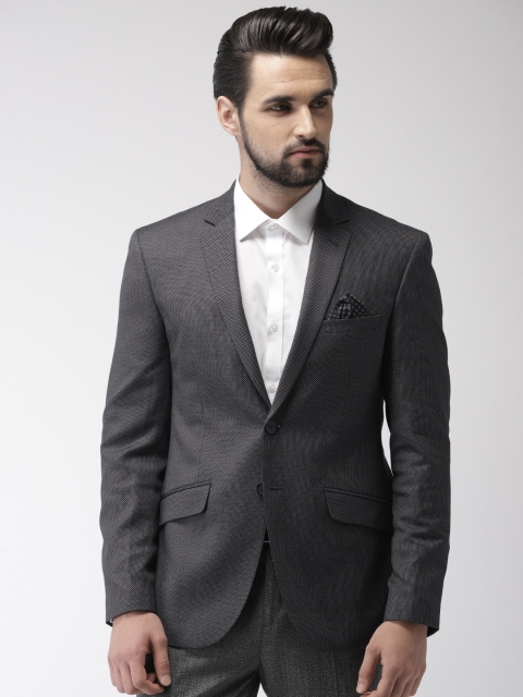 

Park Avenue Men Printed Grey Super Slim Fit Single-Breasted Formal Blazer