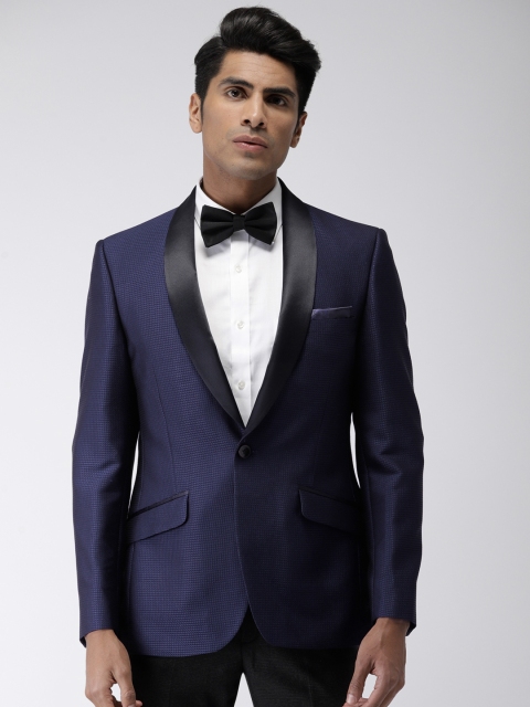 

Raymond Men Blue Contemporary Fit Self Design Tuxedo Formal Blazer