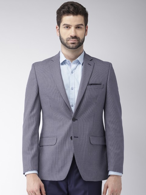 

Raymond Men Blue Self Design Single-Breasted Contemporary Fit Formal Blazer
