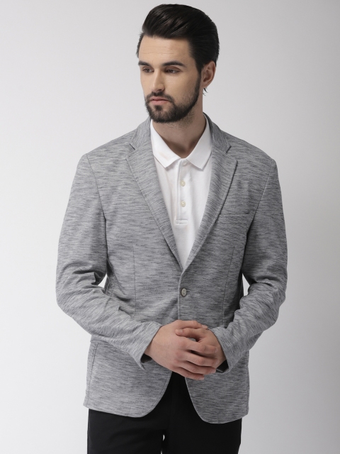 

Park Avenue Men Grey Melange Slim Fit Single-Breasted Casual Blazer