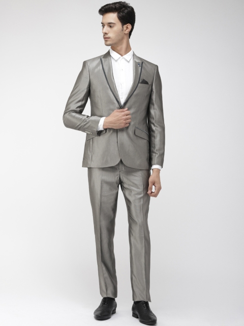 

Raymond Men Grey Solid Single-Breasted Slim Fit Party Suit