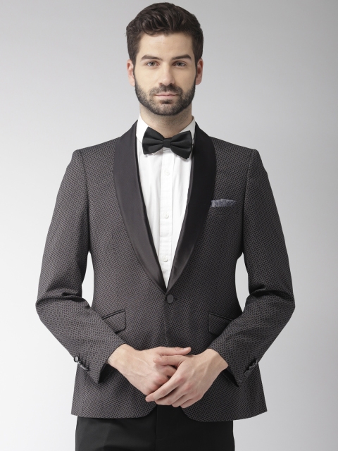

Raymond Men Charcoal Grey & Black Single-Breasted Contemporary Fit Party Blazer