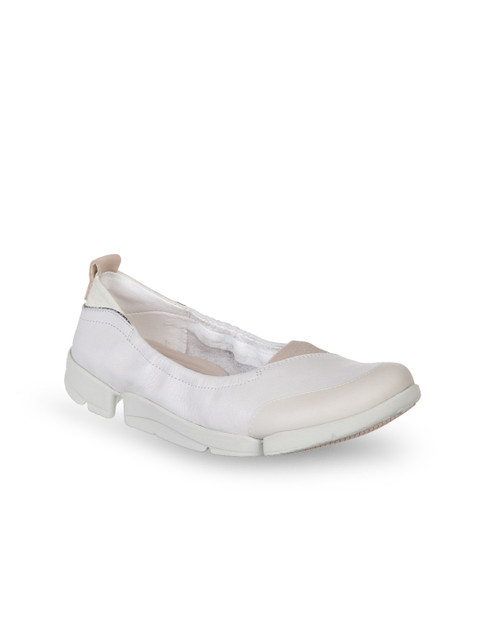 

Clarks Women White Slip-On LeatherSneakers