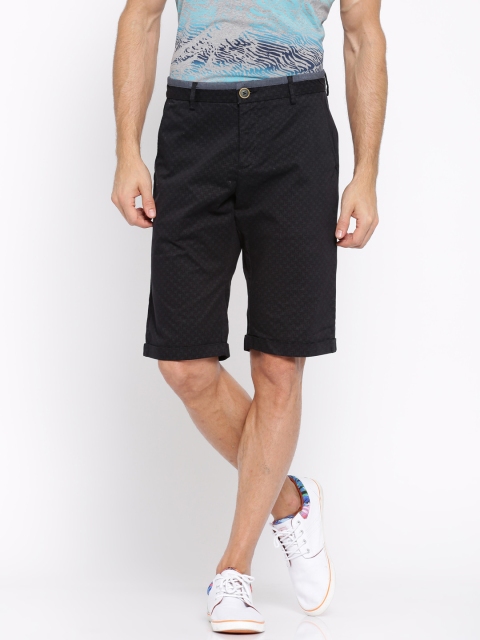 

SHOWOFF Men Black Solid Slim Fit Regular Shorts