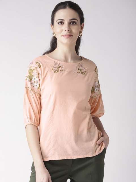 

plusS Women Peach-Coloured Solid Top