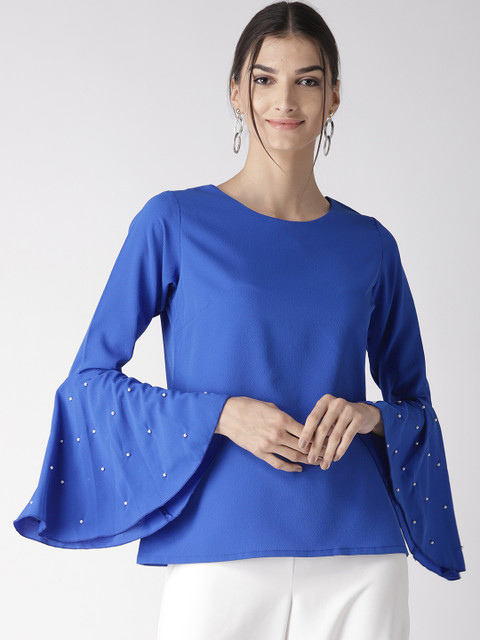 

plusS Women Blue Solid Top