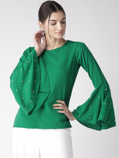 

plusS Women Green Solid Top