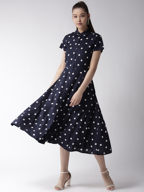 

plusS Women Navy Blue & White Printed Shirt Dress